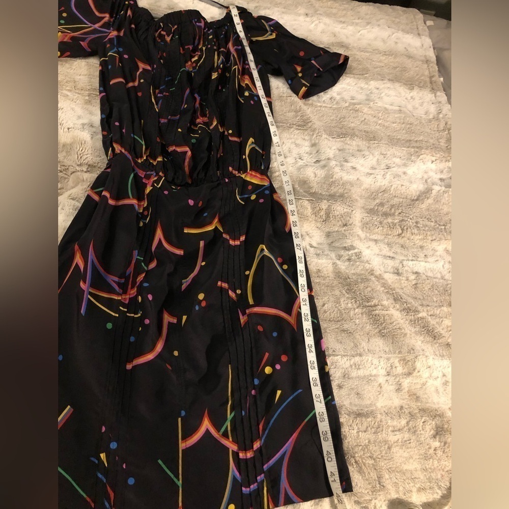 : : PRADA Silk Off Shoulder Multicolor Fun Print Dress : :​ - Picture 6 of 16